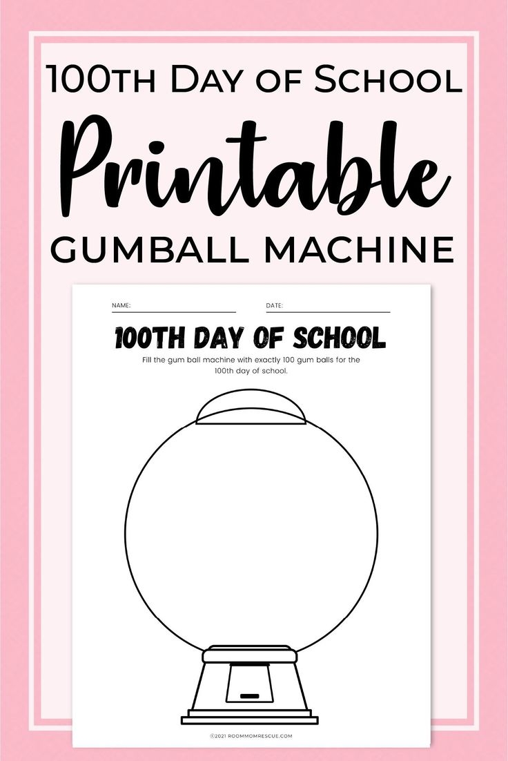 Printable 100 Day Gumball Machine Template