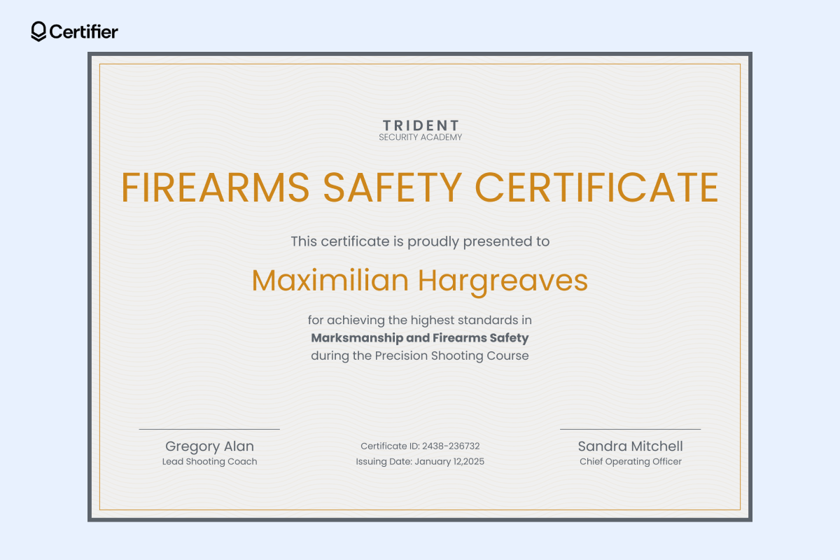 12 Firearms Safety Training Certificate Templates 12 Firearms Safety Training Certificate Templates