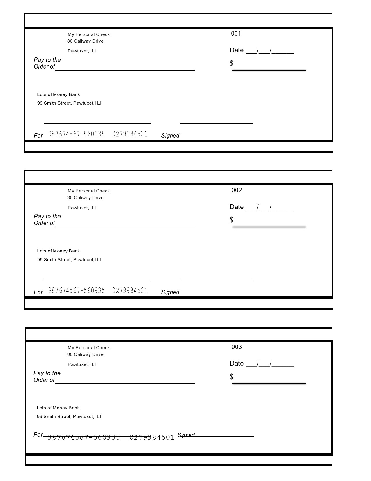 Printable Checks Template