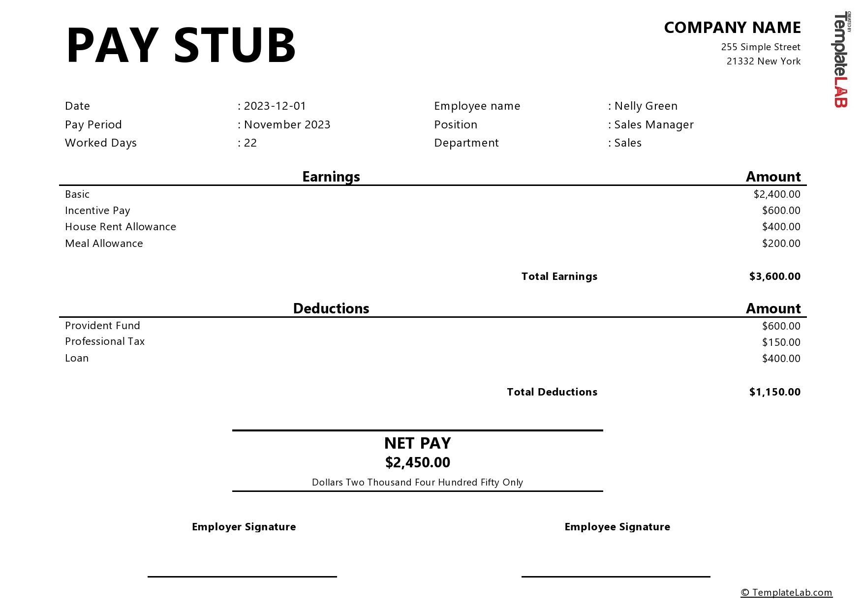 Free Check Stub Template Printables
