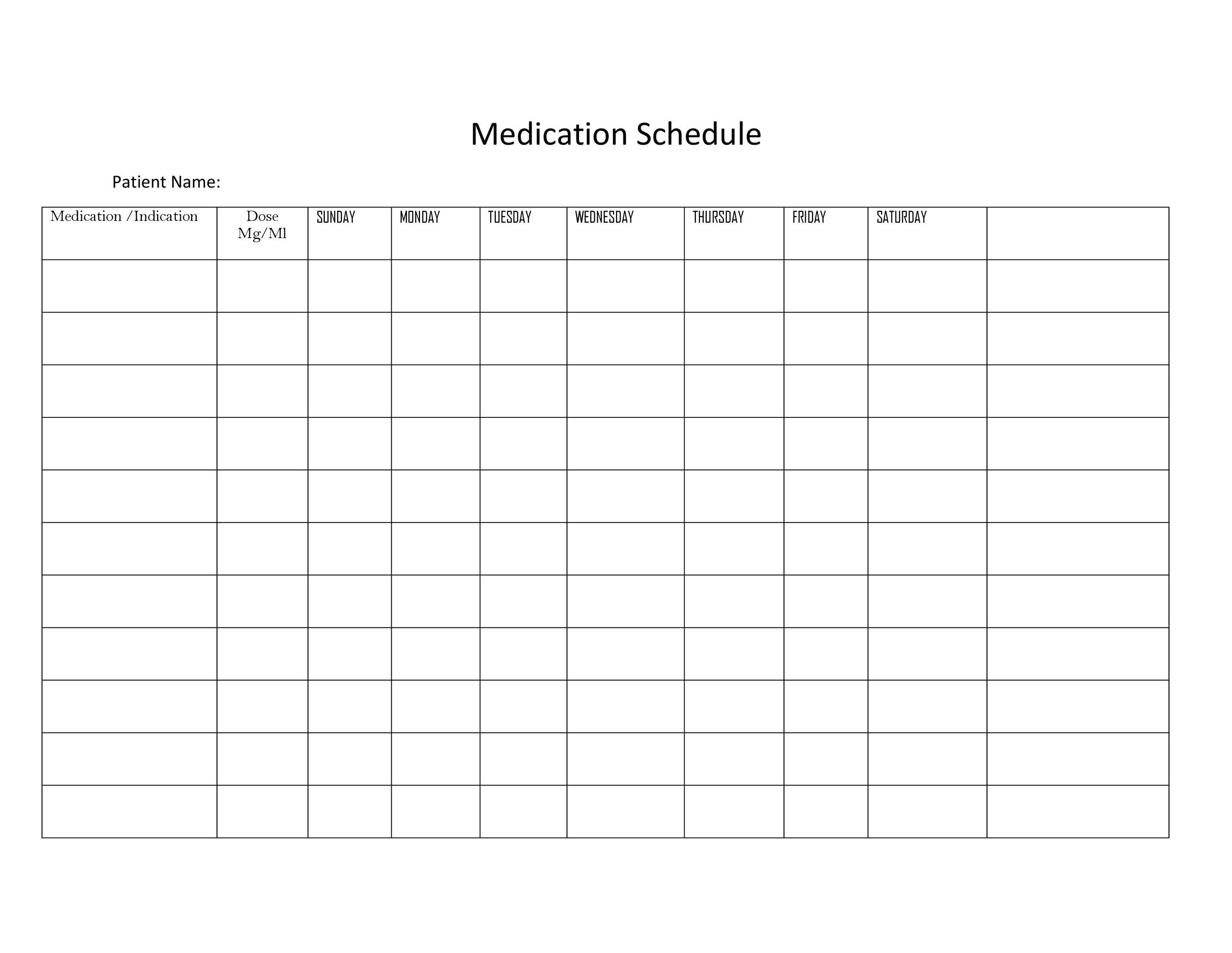 Printable Daily Medication Schedule Template