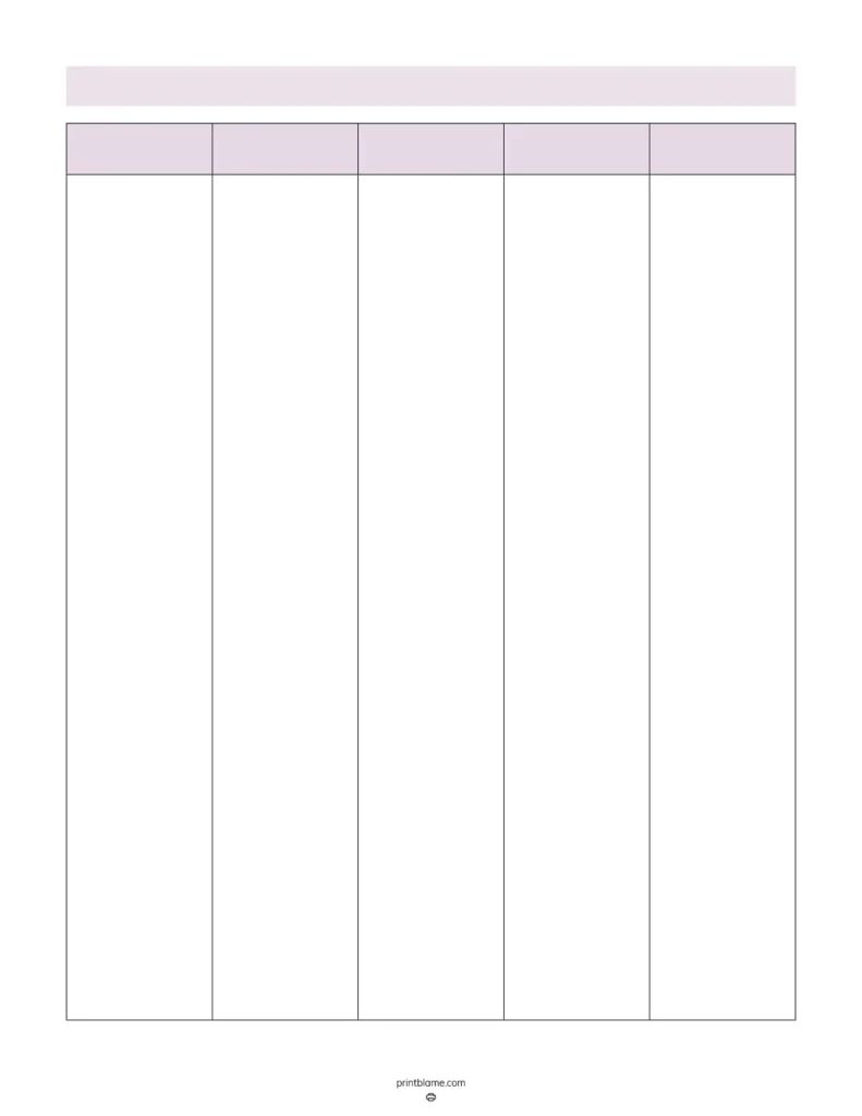 Printable 5 Column Chart Template Printable 5 Column Chart Template