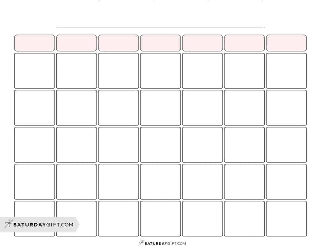 Blank Calendar Templates 29 Cute amp Free Printables SaturdayGift Blank Calendar Templates 29 Cute amp Free Printables SaturdayGift