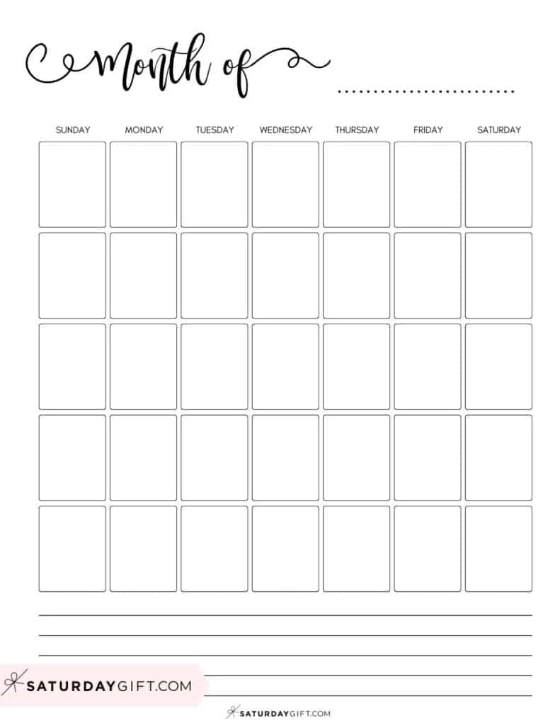 Printable Monthly Blank Calendar Template Printable Monthly Blank Calendar Template
