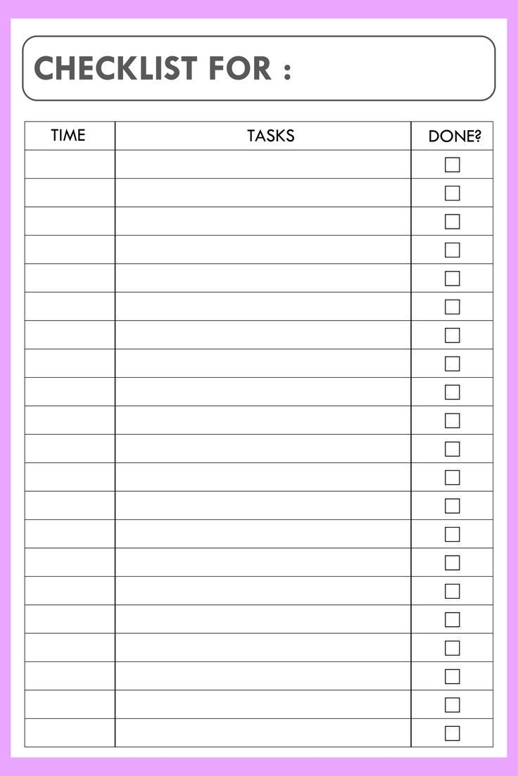 Printable Checklist Template Printable Checklist Template