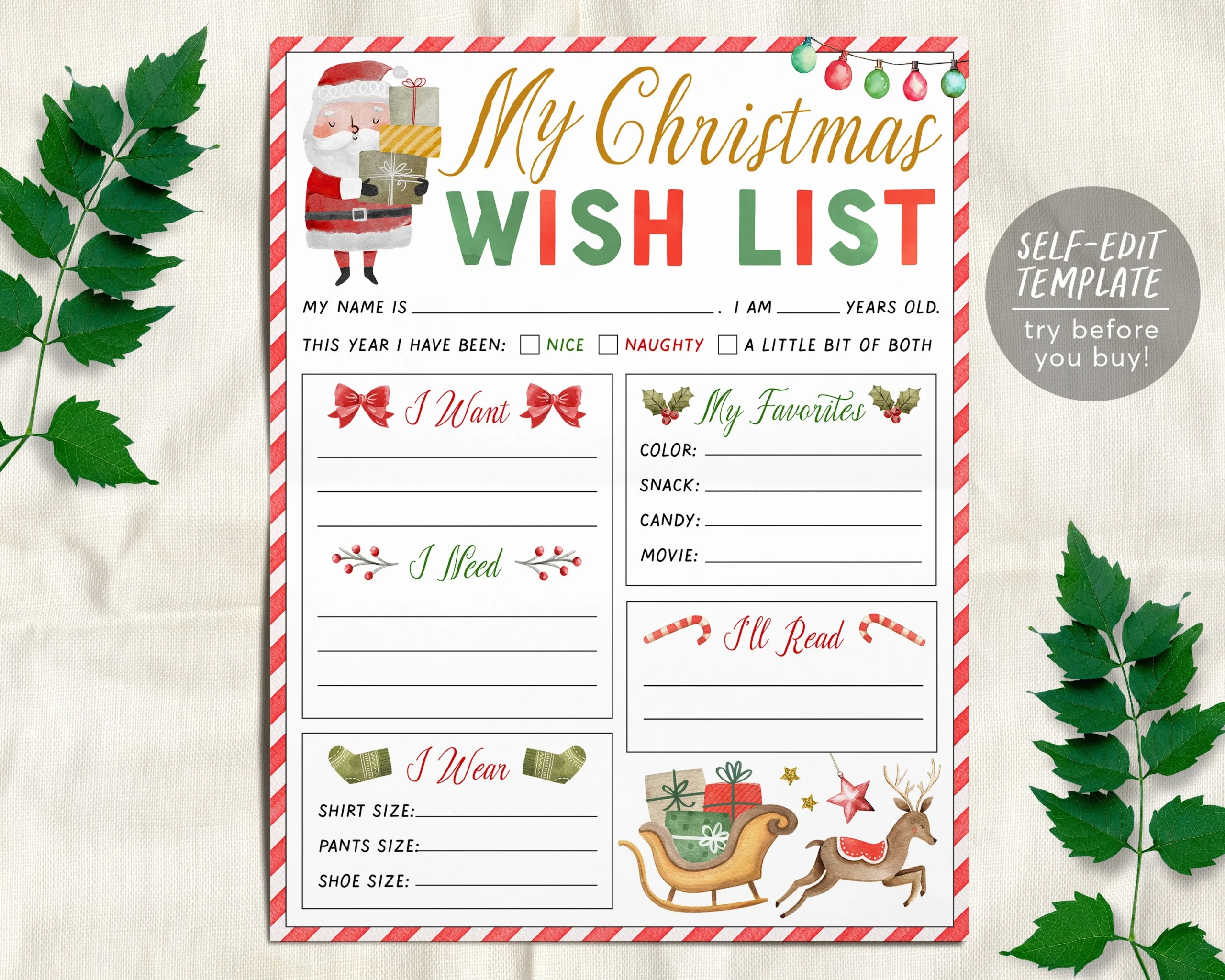 Christmas Wish List For Kids Editable Template Personalized Holiday Wishlist Printable Christmas Traditions Santa Claus Activity Template Christmas Wish List For Kids Editable Template Personalized Holiday Wishlist Printable Christmas Traditions Santa Claus Activity Template