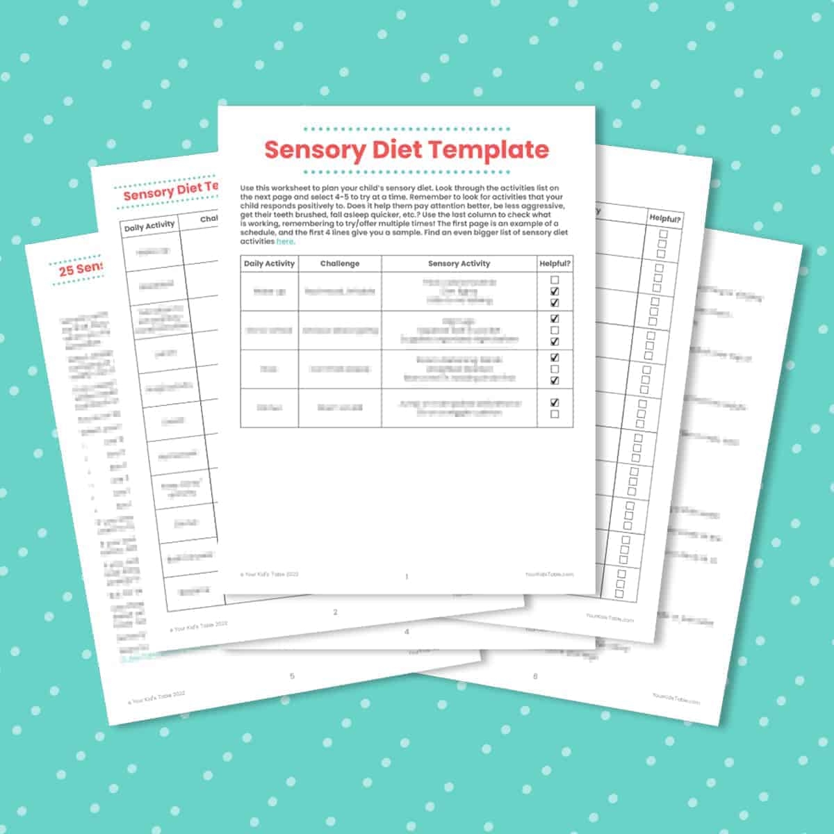 Printable Blank Sensory Diet Template