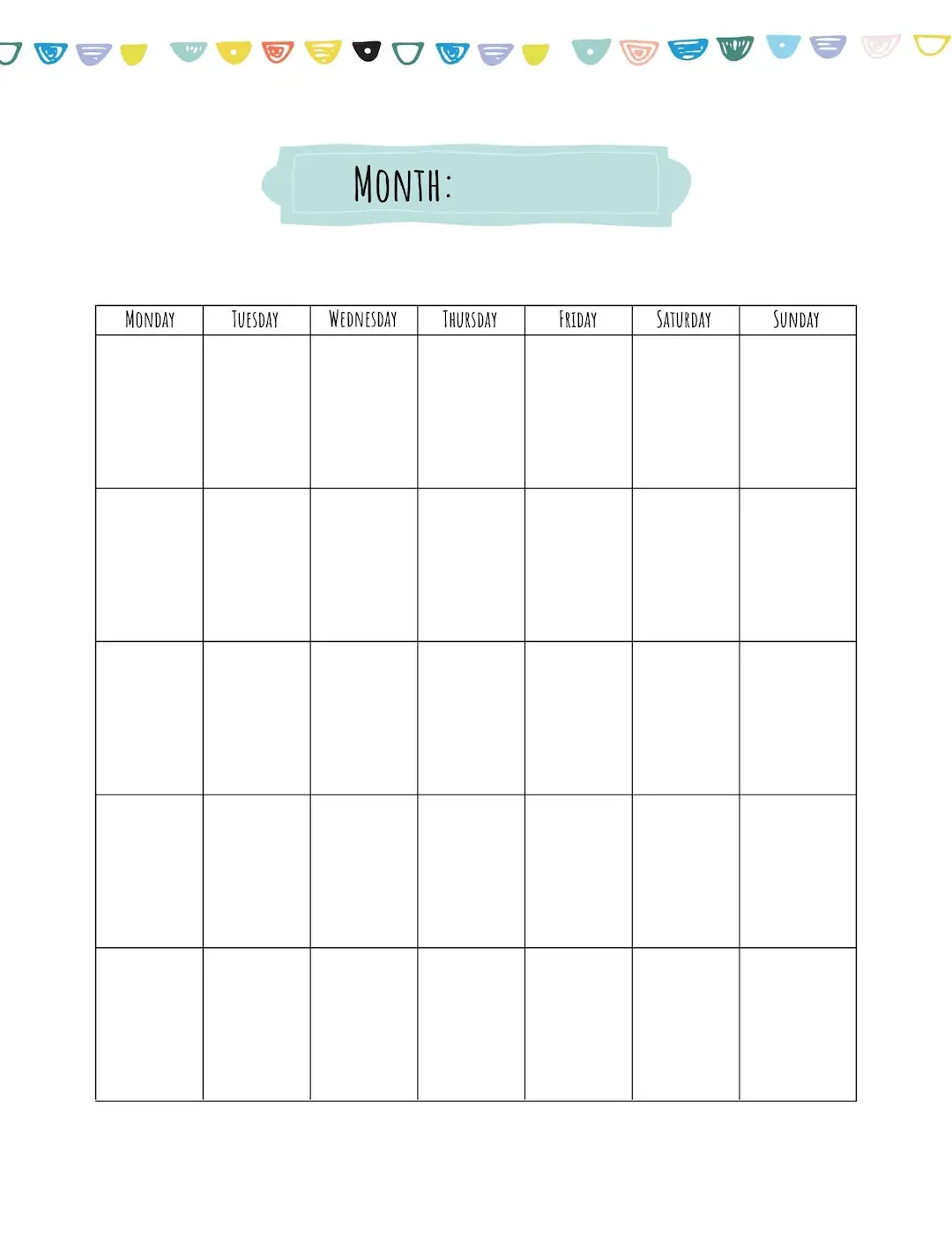 Cute Blank Calendar Template 8 5 X 11 Inches Vertical Printable Cute Blank Calendar Template 8 5 X 11 Inches Vertical Printable