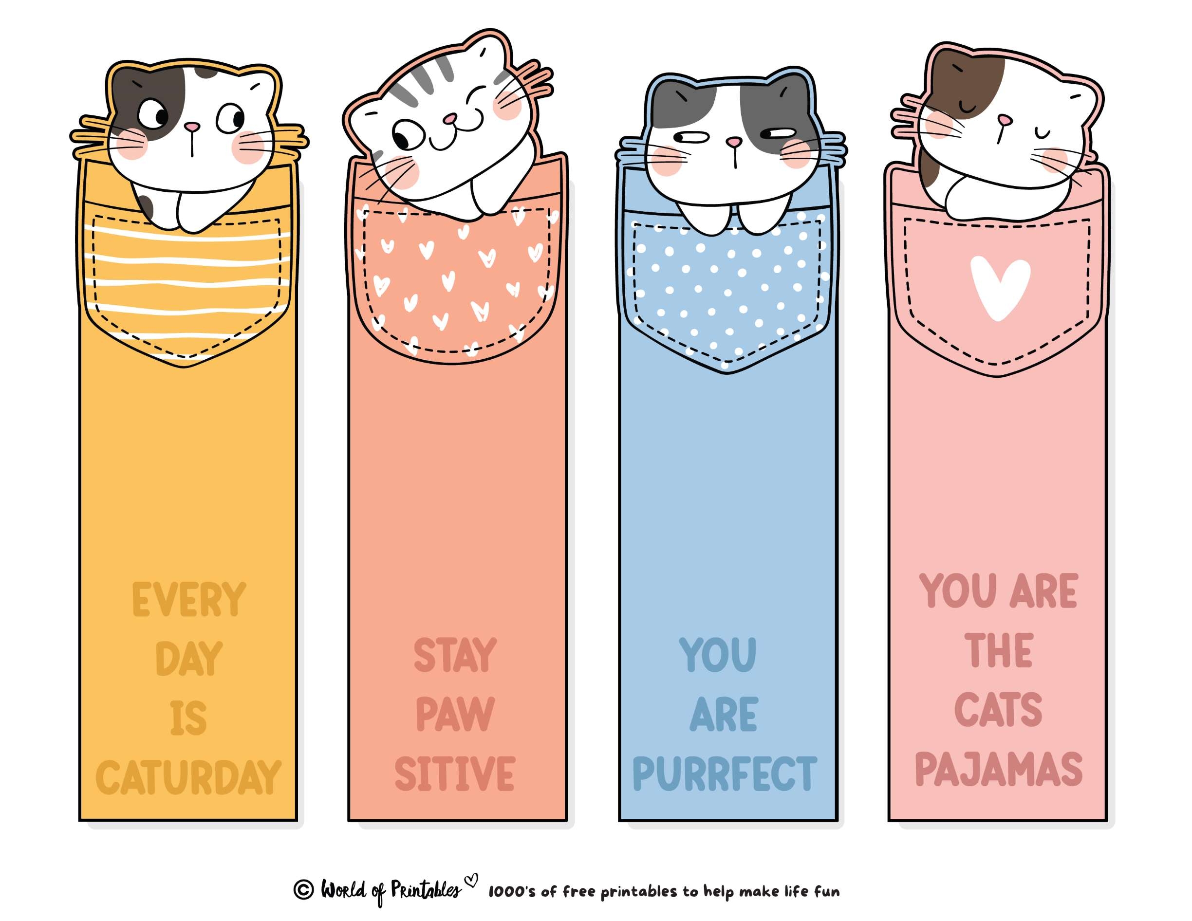 Printable Cat Bookmark Template