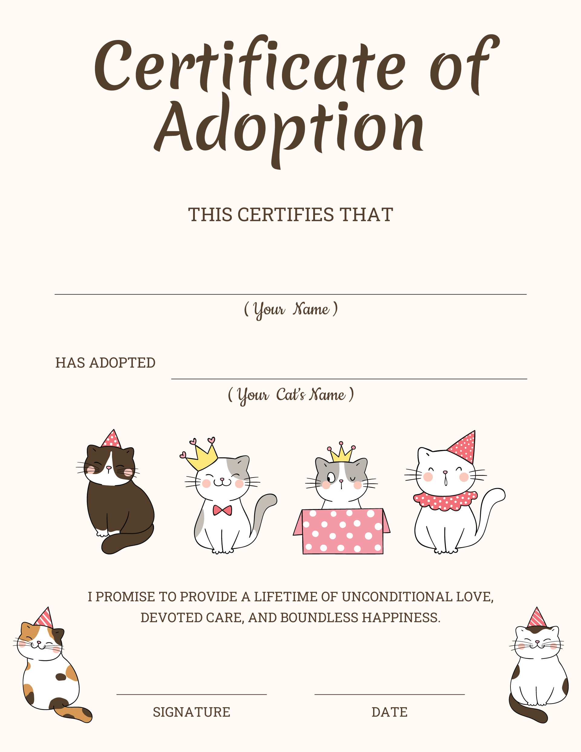 Printable Pet Adoption Certificate Template Printable Pet Adoption Certificate Template