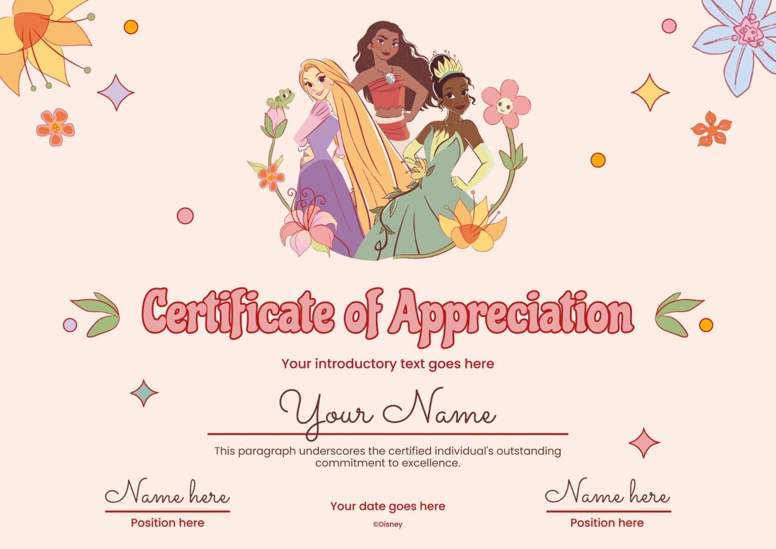 Disney Princess Certificate Template