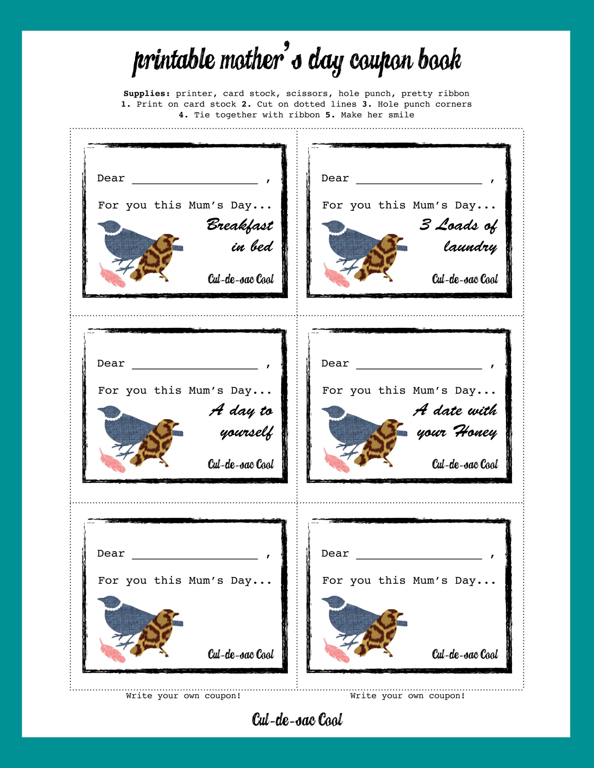 DIY Printable Mother s Day Coupon Book 