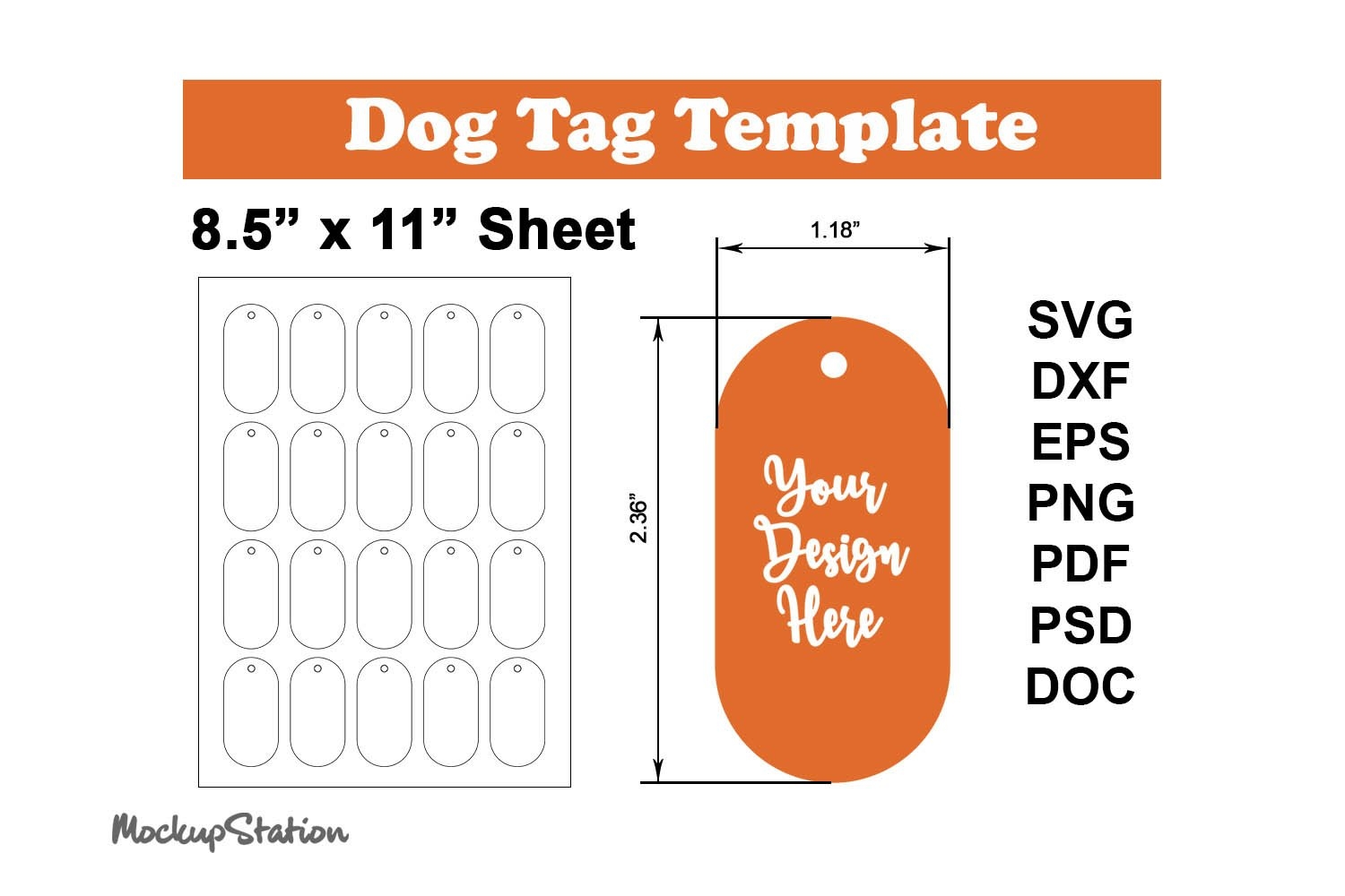 Dog Tag Template SVG Printable Tag I Pet Tag PSD 8 5 x11