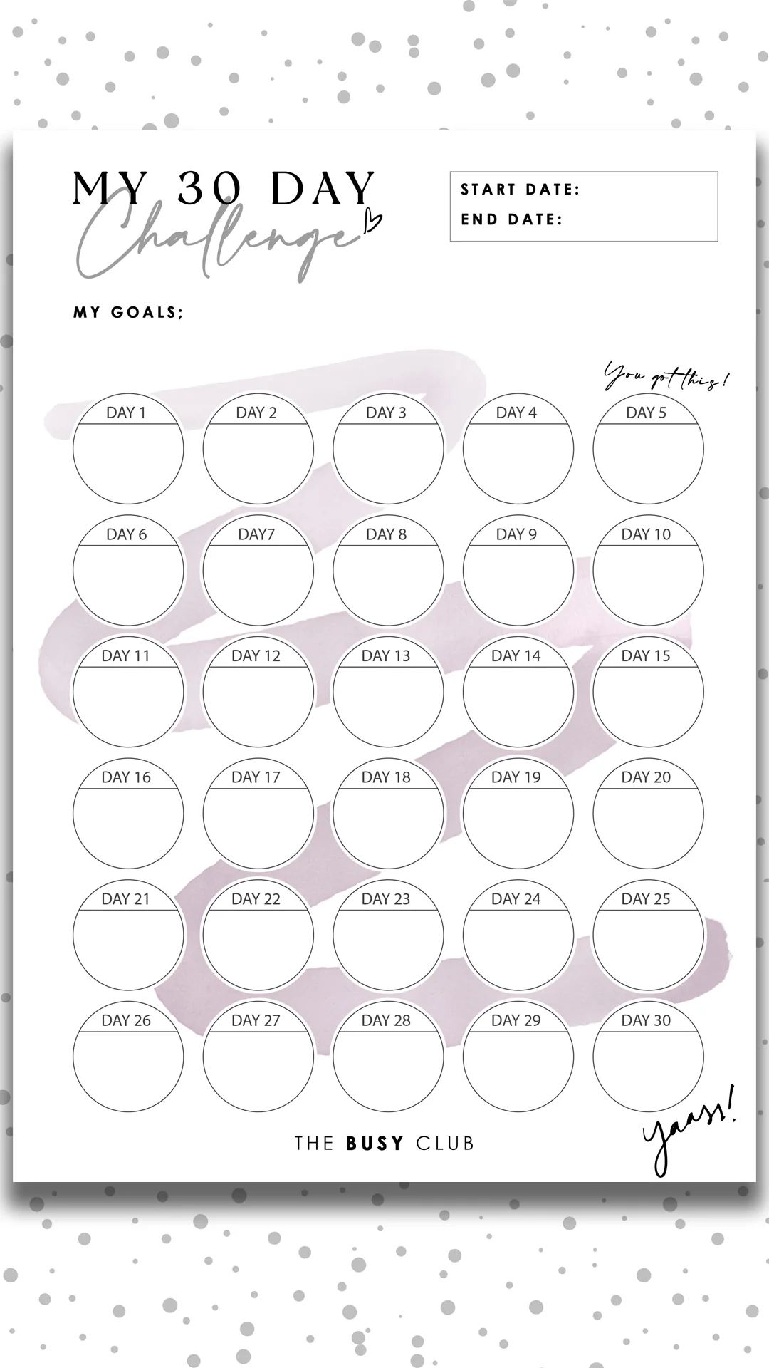 Free 30 Day Challenge Tracker Printable The Busy Club