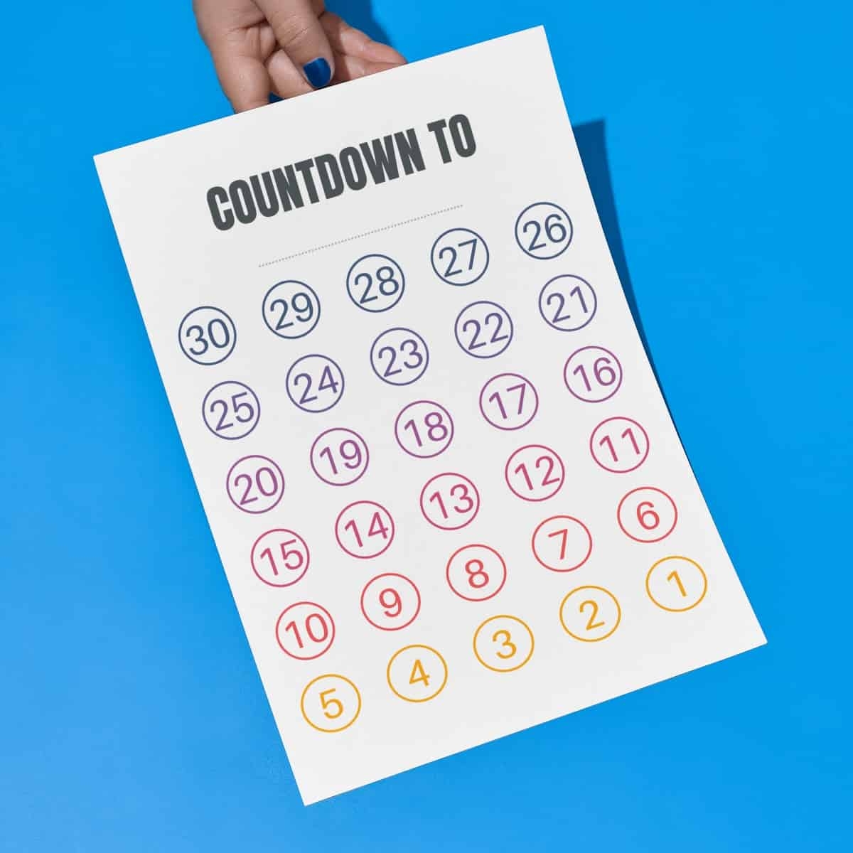 FREE Blank Countdown Calendar Printable FREE Blank Countdown Calendar Printable
