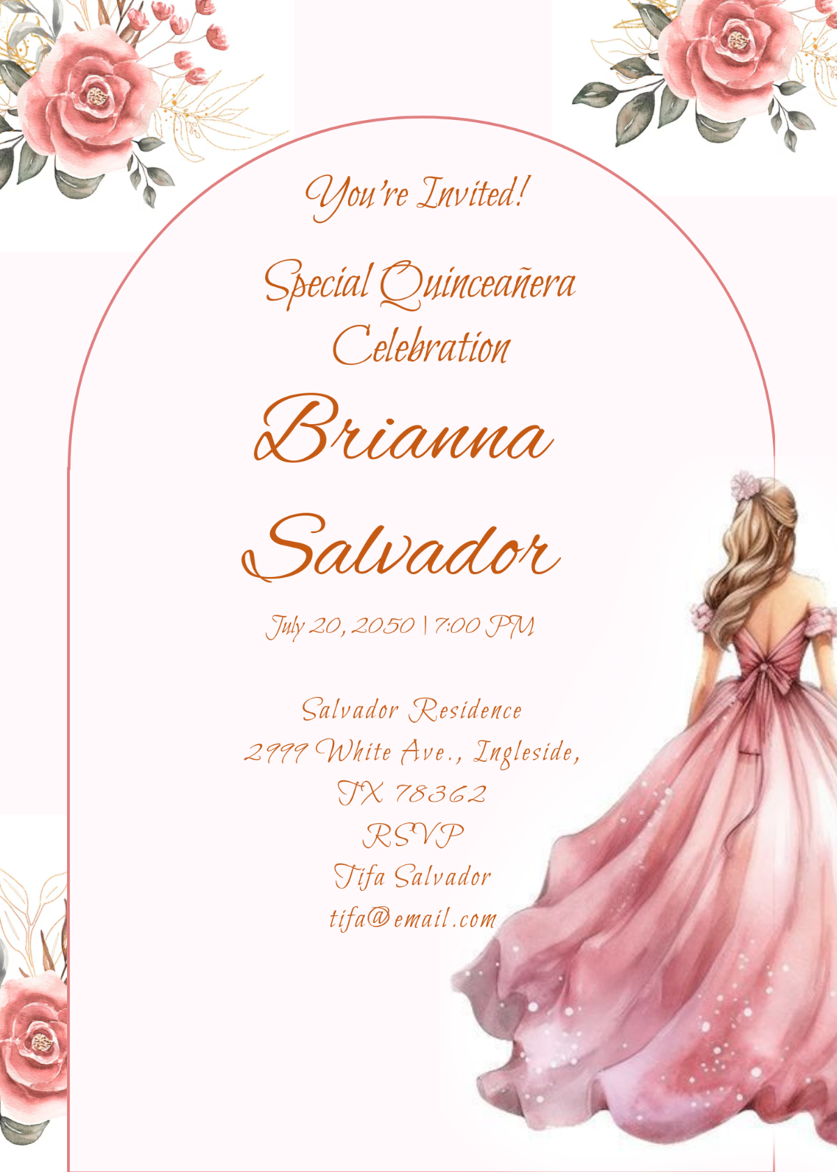 Free Border Quincea era Invitation Template To Edit Online Free Border Quincea era Invitation Template To Edit Online