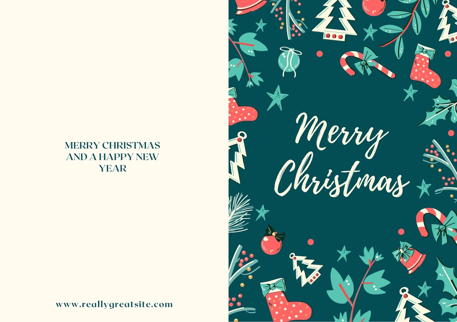 Free Custom Printable Christmas Folded Card Templates Canva Free Custom Printable Christmas Folded Card Templates Canva