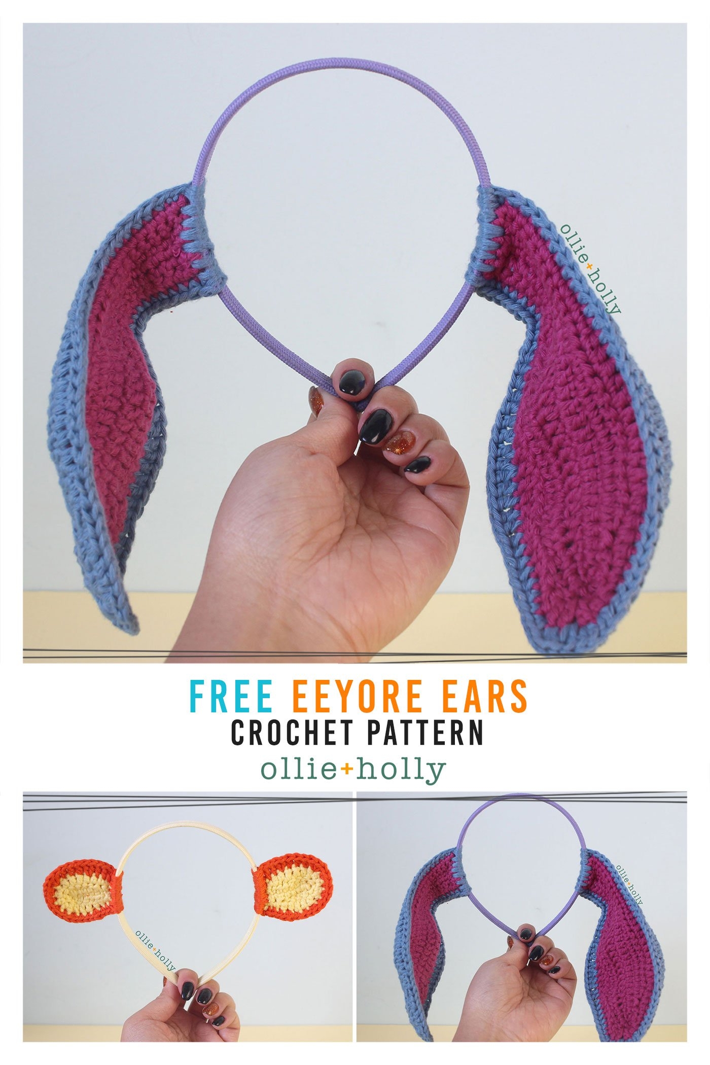 Free Eeyore Winnie The Pooh Crochet DIY Headband Ears Pattern 