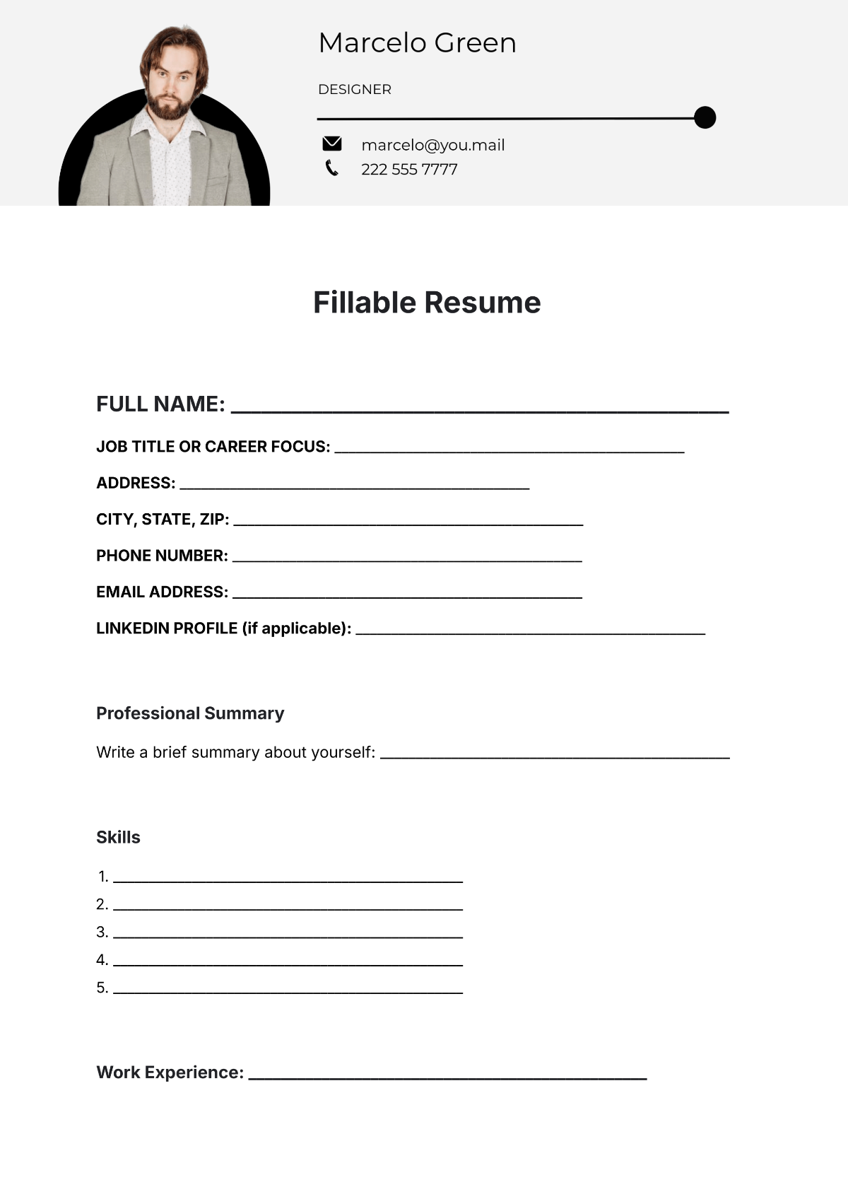 Printable Blank Resume Template Pdf Printable Blank Resume Template Pdf
