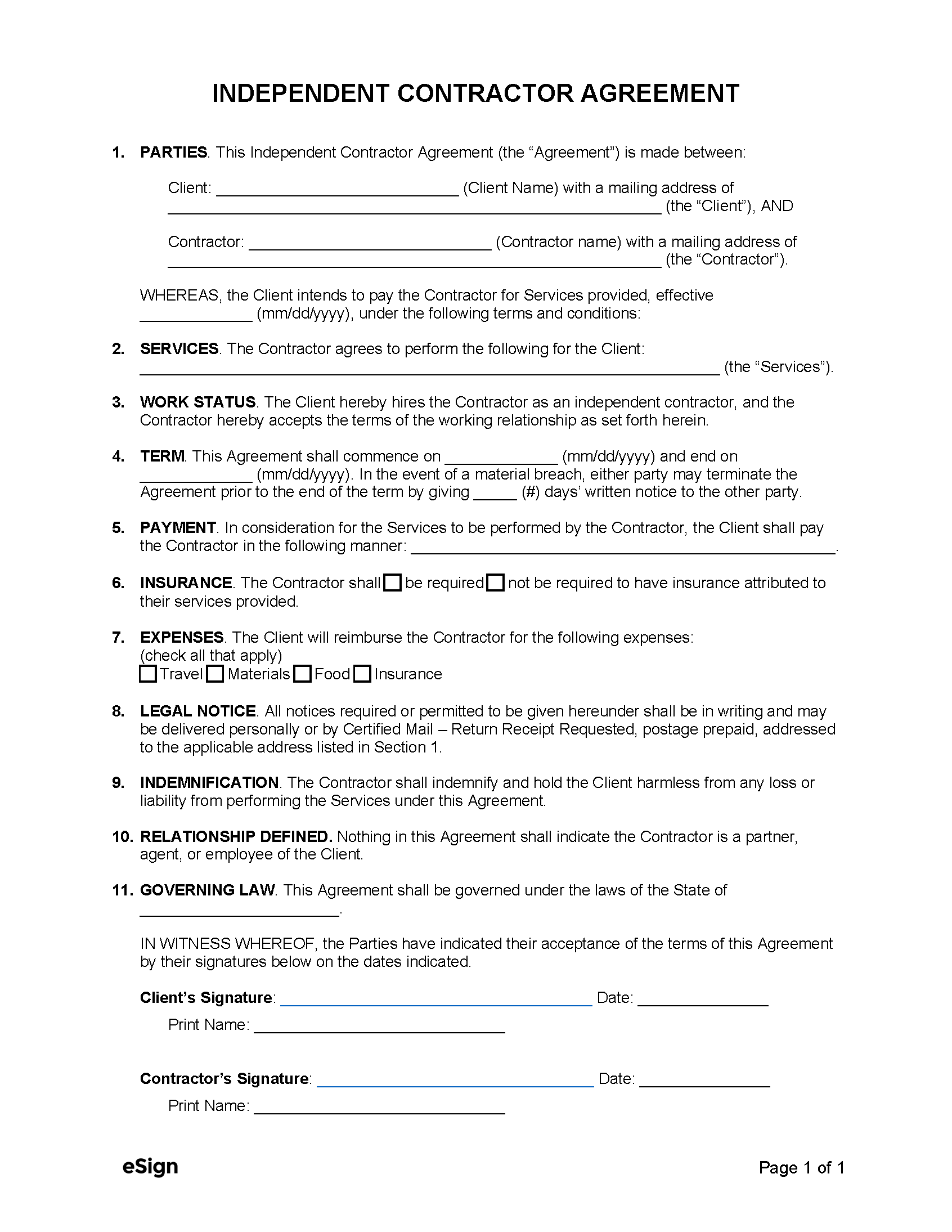 Free Independent Contractor Agreement Templates 8 PDF Word Free Independent Contractor Agreement Templates 8 PDF Word