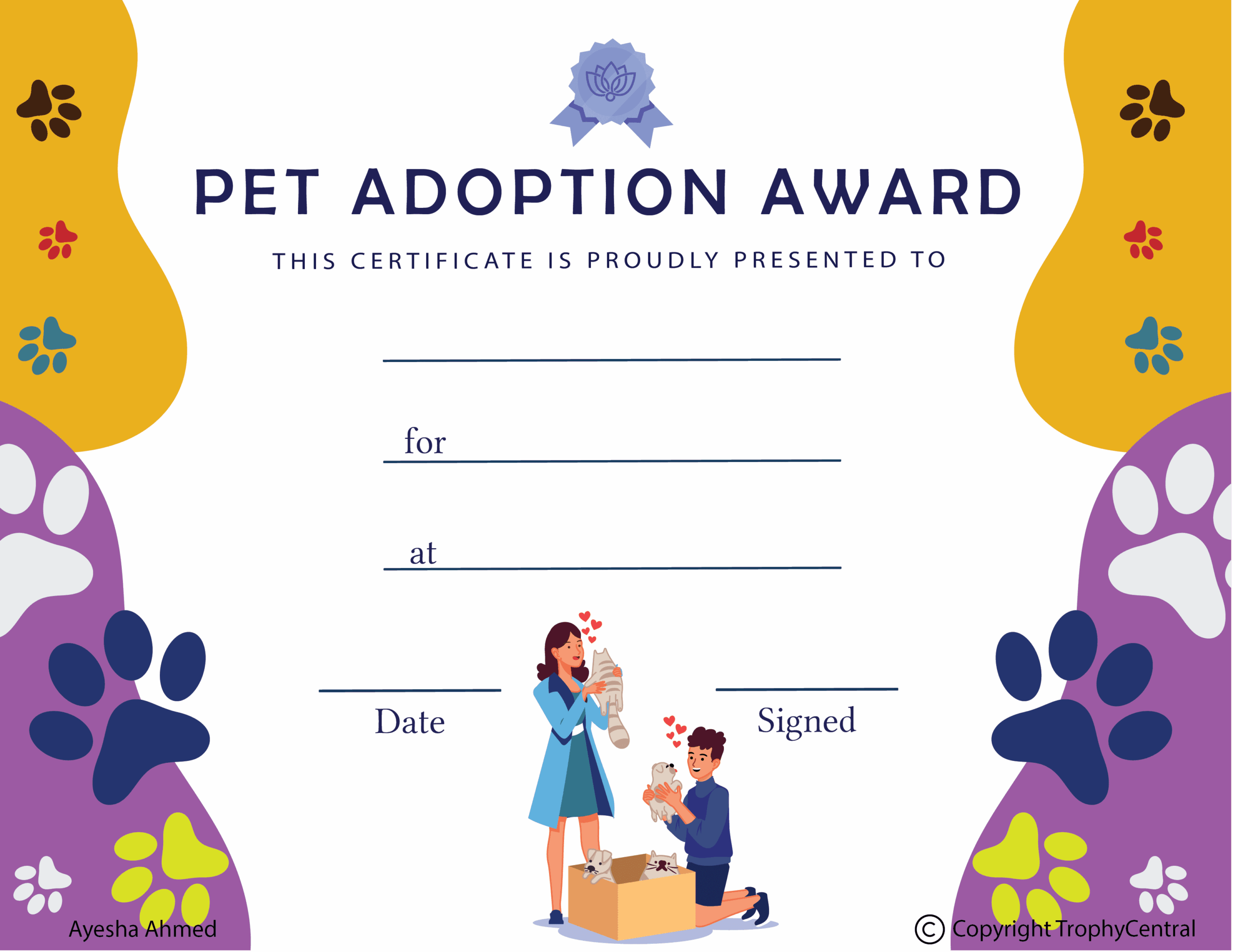 Free Pet Adoption Certificate Templates Trophy Central Free Pet Adoption Certificate Templates Trophy Central