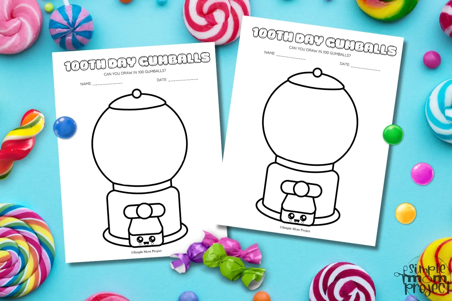 Printable 100 Day Gumball Machine Template