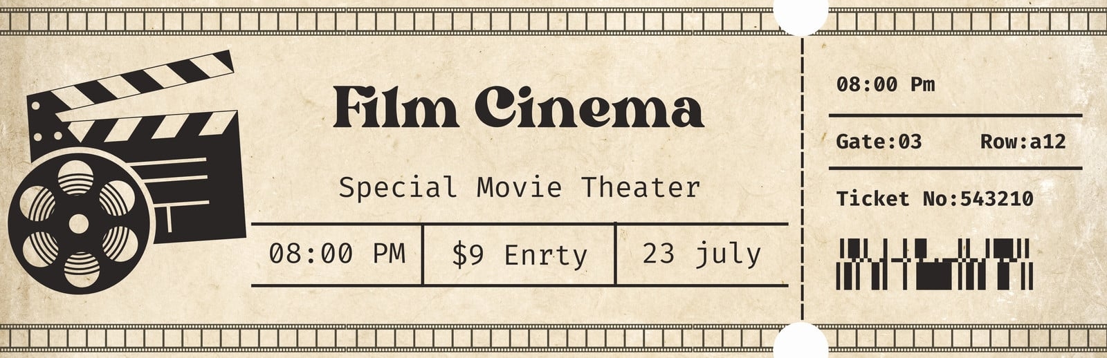 Printable Customizable Movie Ticket Template Printable Customizable Movie Ticket Template