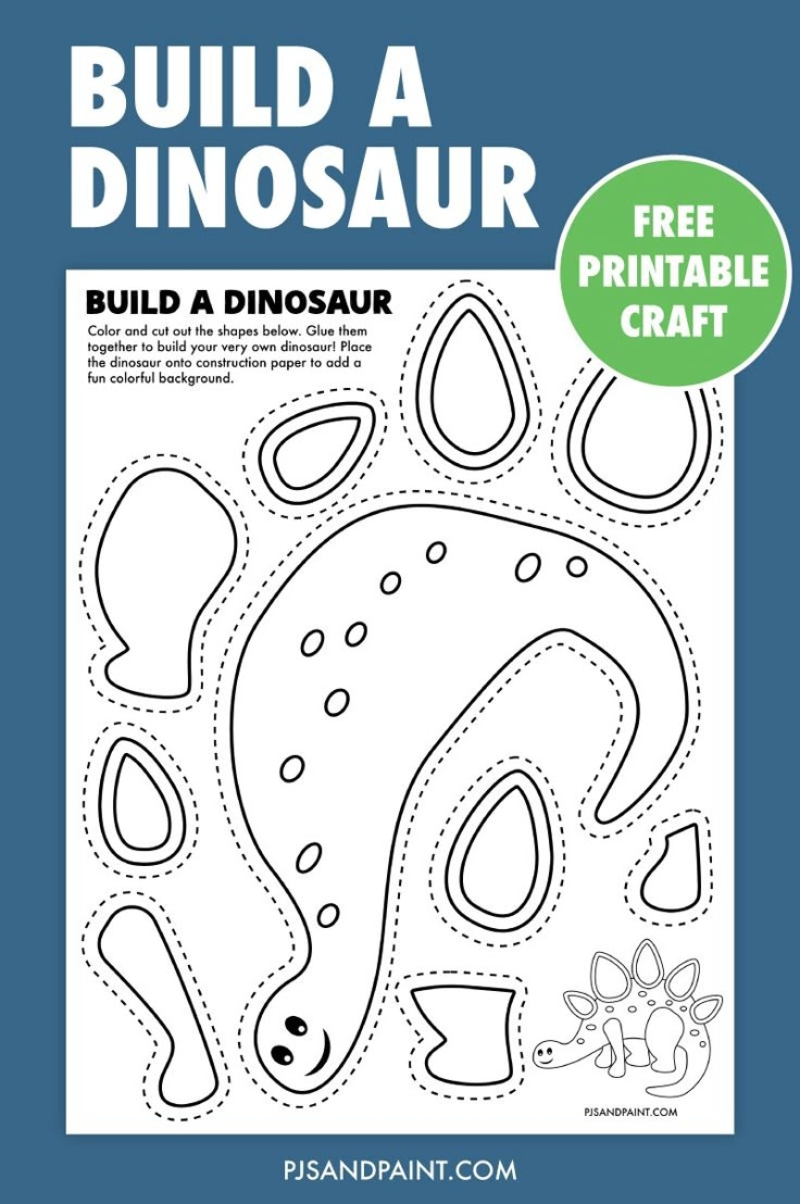 Printable Build A Dinosaur Template Printable Build A Dinosaur Template