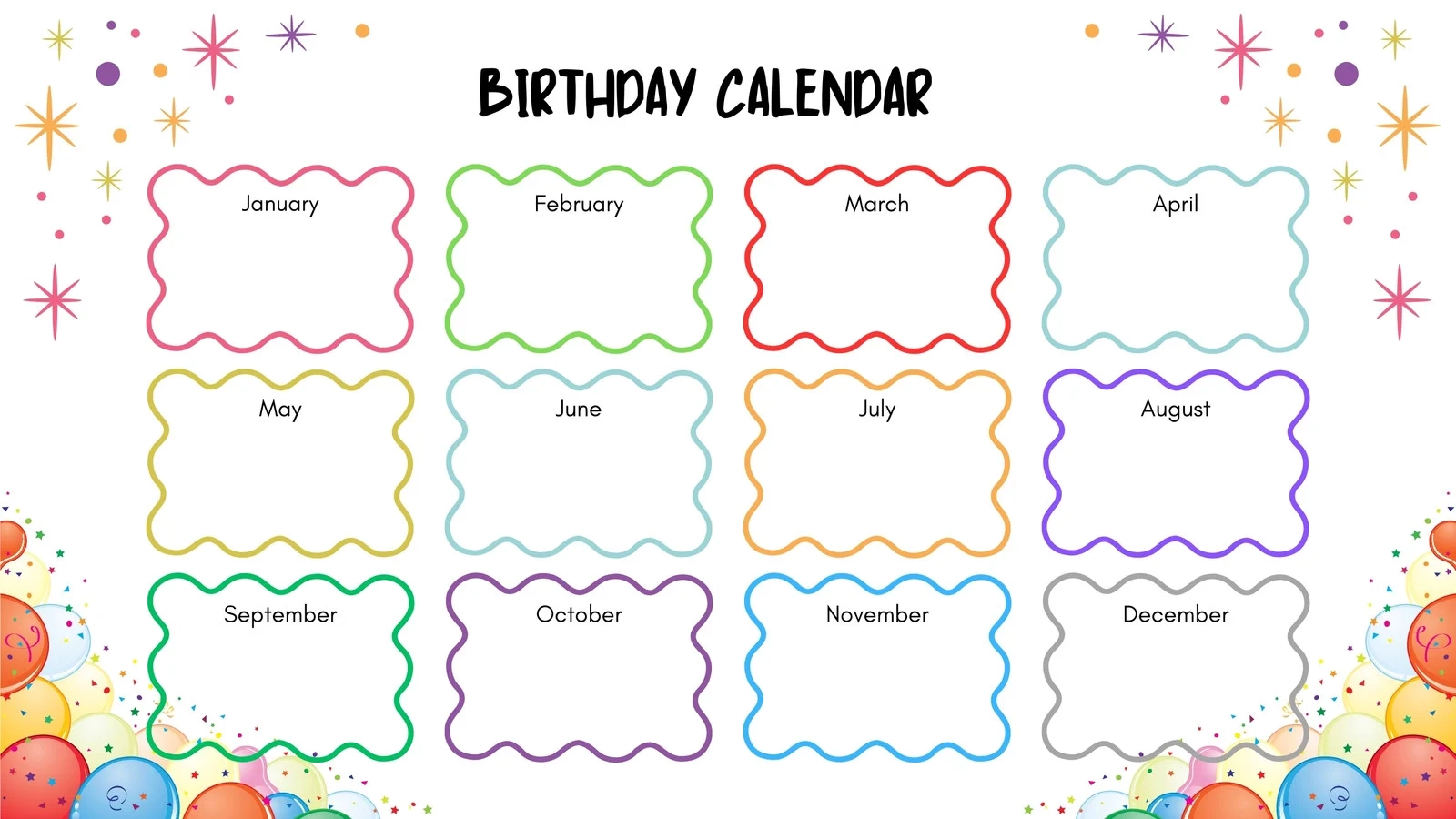 Printable Employee Birthday Calendar Template Printable Employee Birthday Calendar Template