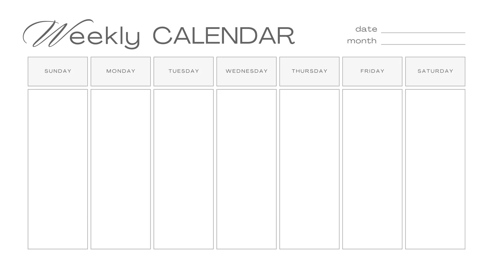 Customizable 7 Day Printable Weekly Schedule Template