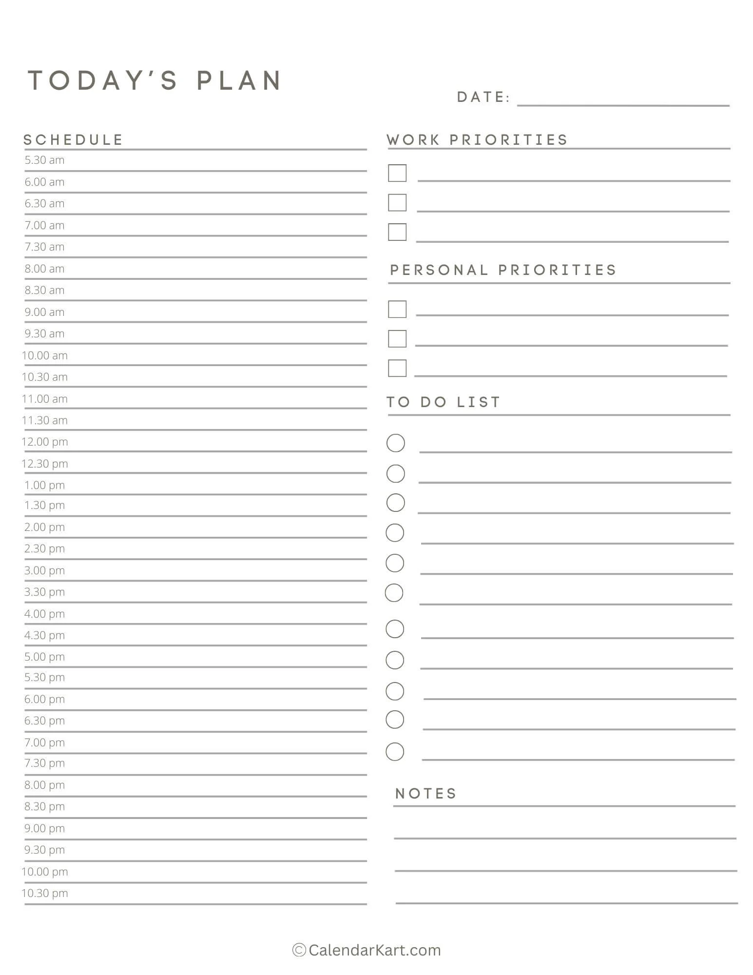 Free Printable Daily Hourly Schedule Template