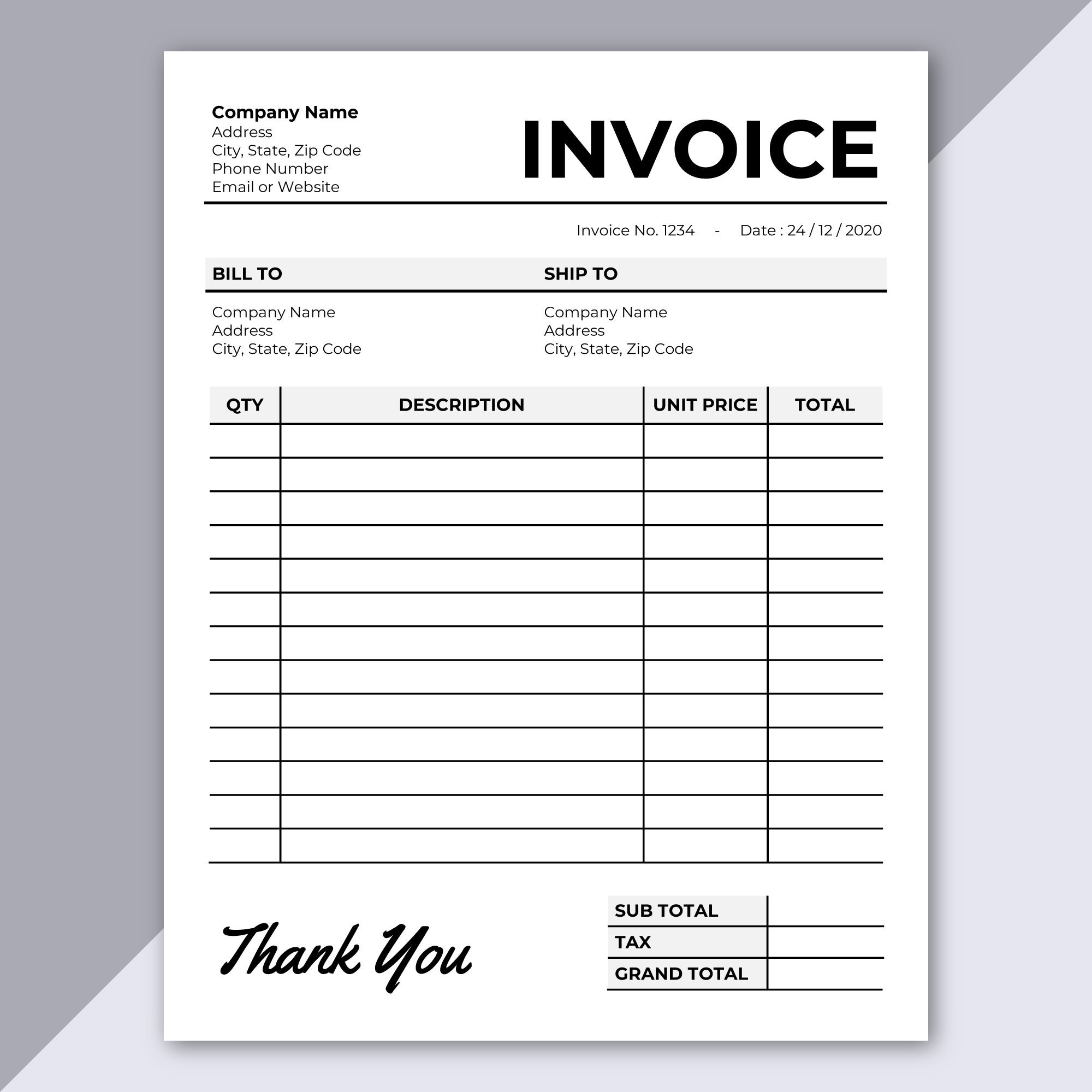 Editable Printable Invoice Template Editable Printable Invoice Template