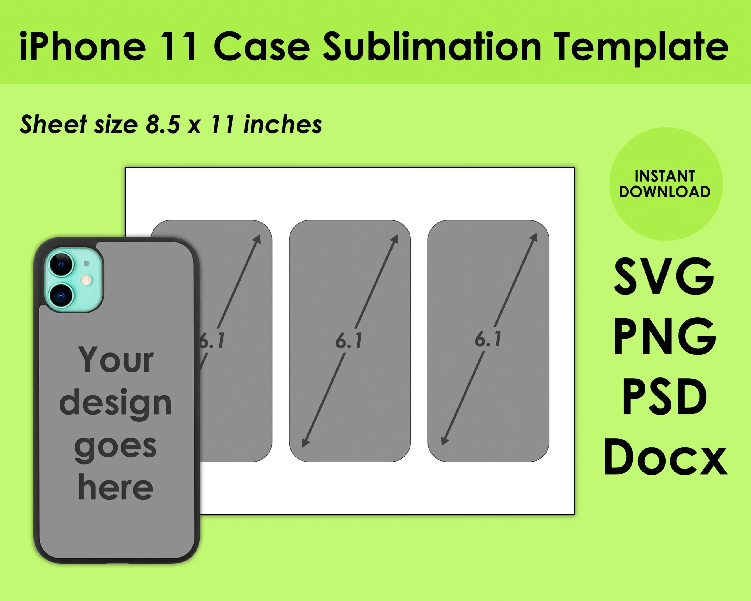 IPhone 11 Case Template F r Sublimation 8 5 X 11 Sheet SVG PNG