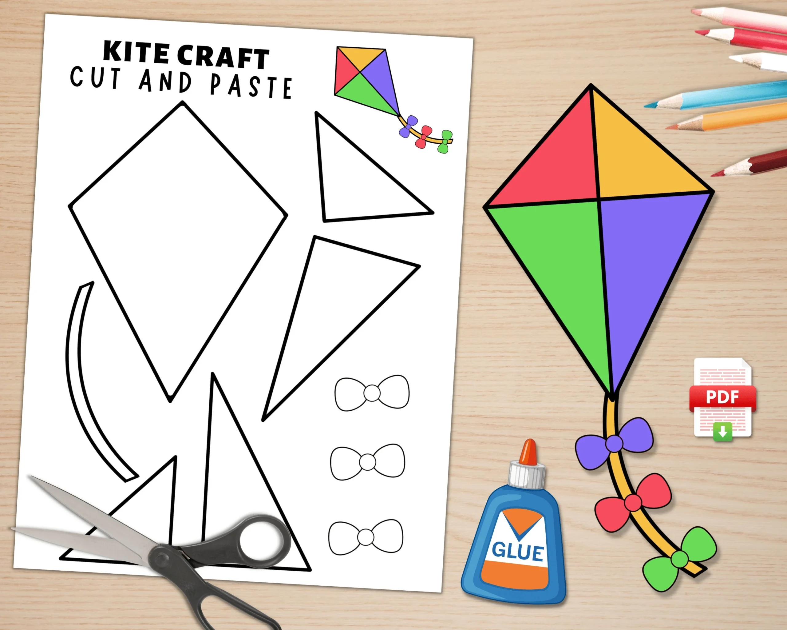 Kite Craft For Kids Spring Activities Build A Kite Cut And  Kite Craft For Kids Spring Activities Build A Kite Cut And