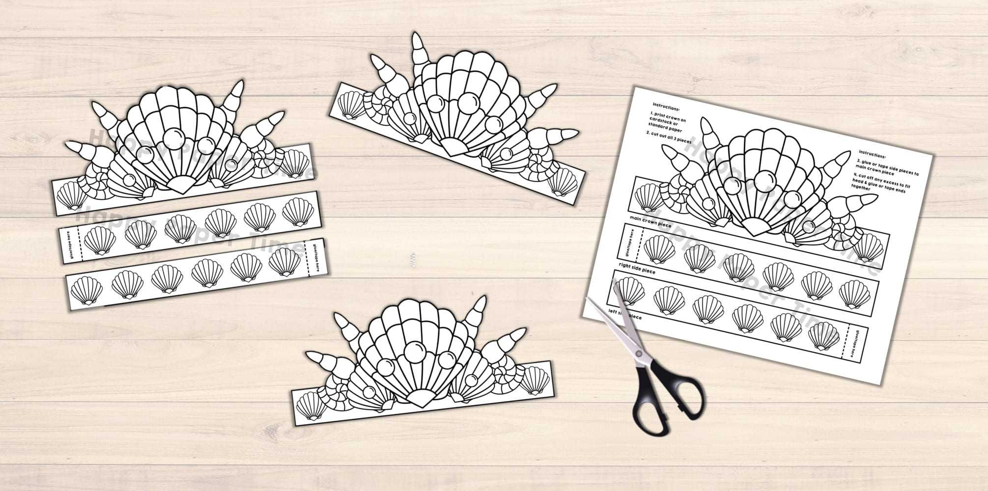 Template Mermaid Crown Printable