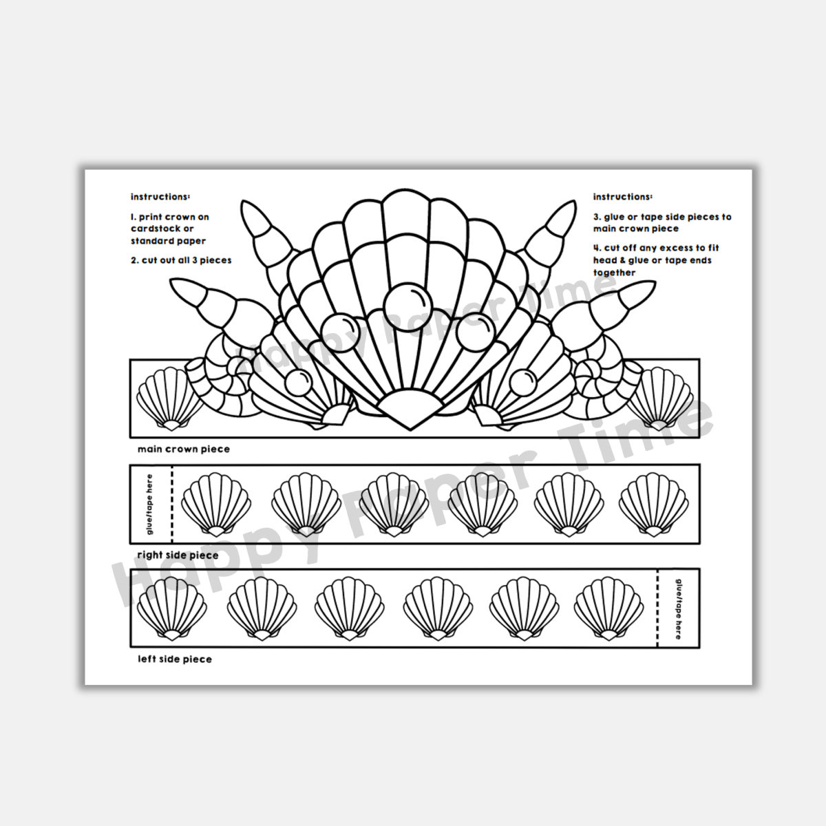 Template Mermaid Crown Printable