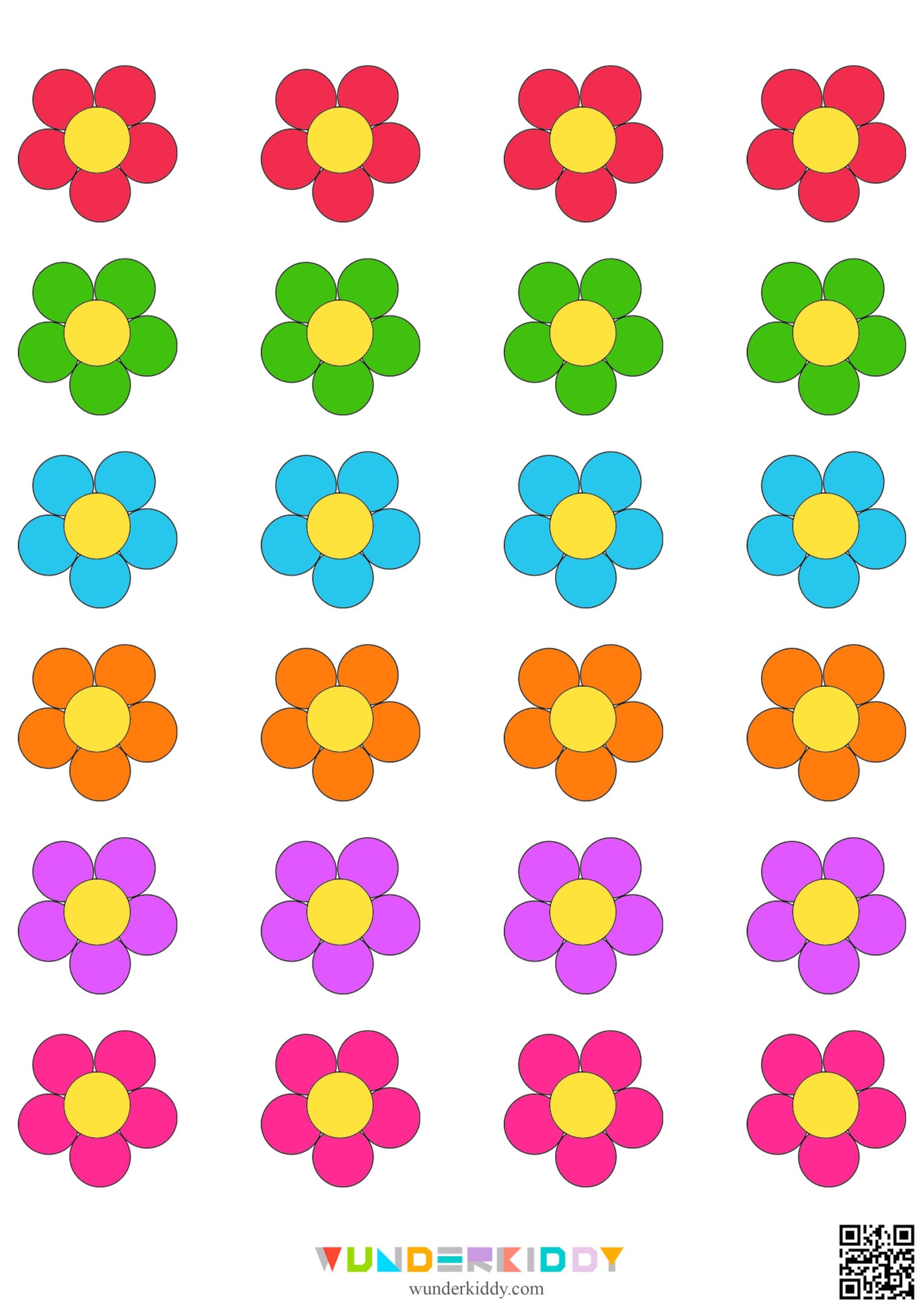 Colored Flower Template Printable