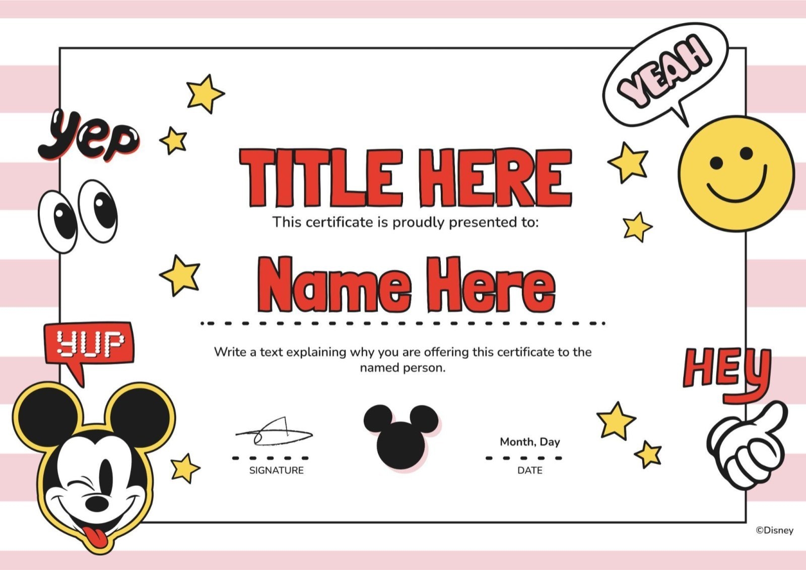 Printable Disney Certificate Template