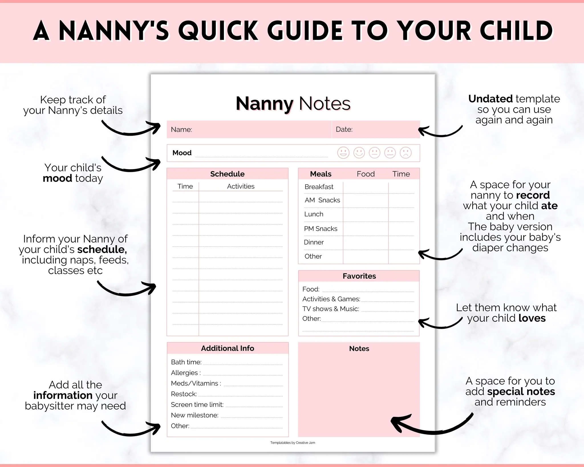 Printable Nanny Daily Schedule Template