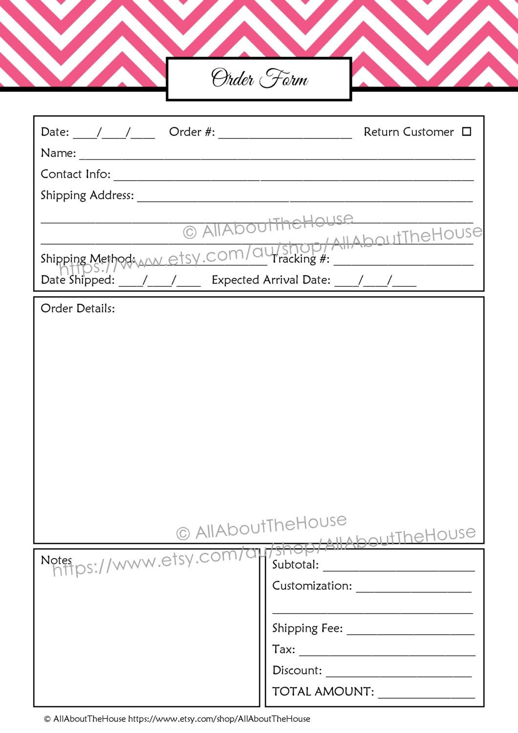 Printable Free Craft Order Form Template Printable Free Craft Order Form Template
