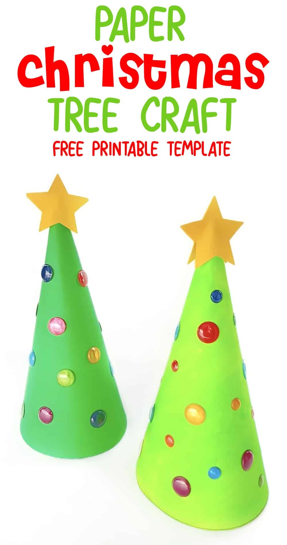 Paper Cone Christmas Tree Craft With Free Printable Template
