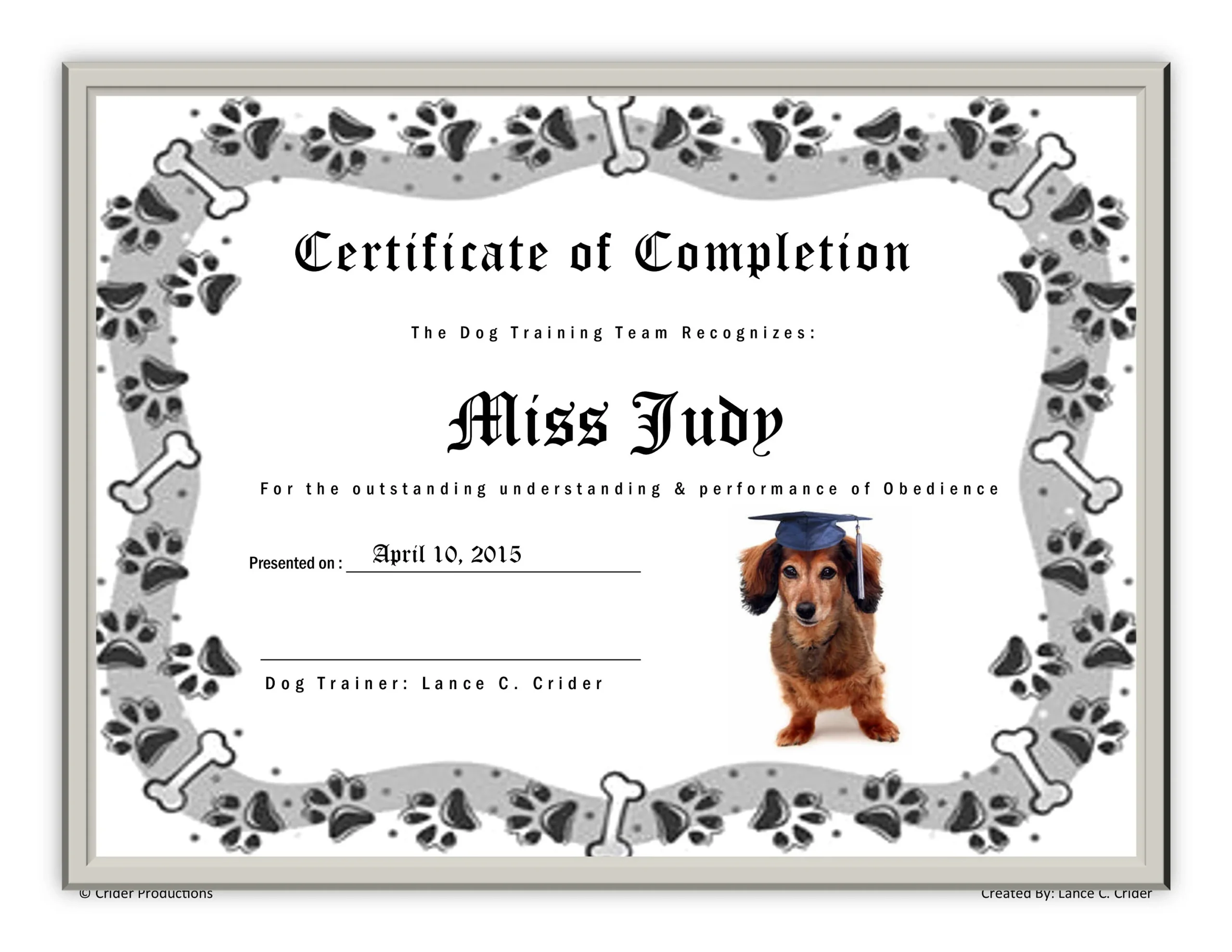 Personalized Dog Training Certificates Etsy de
