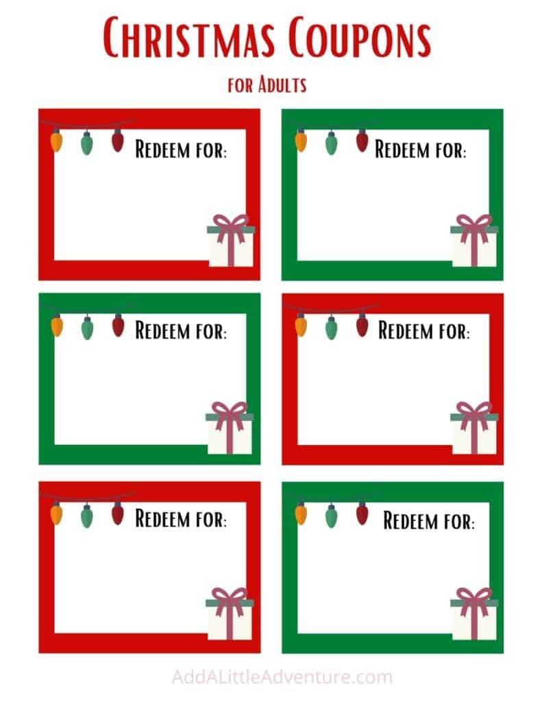 Printable Christmas Coupon Booklet For Kids Or Adults