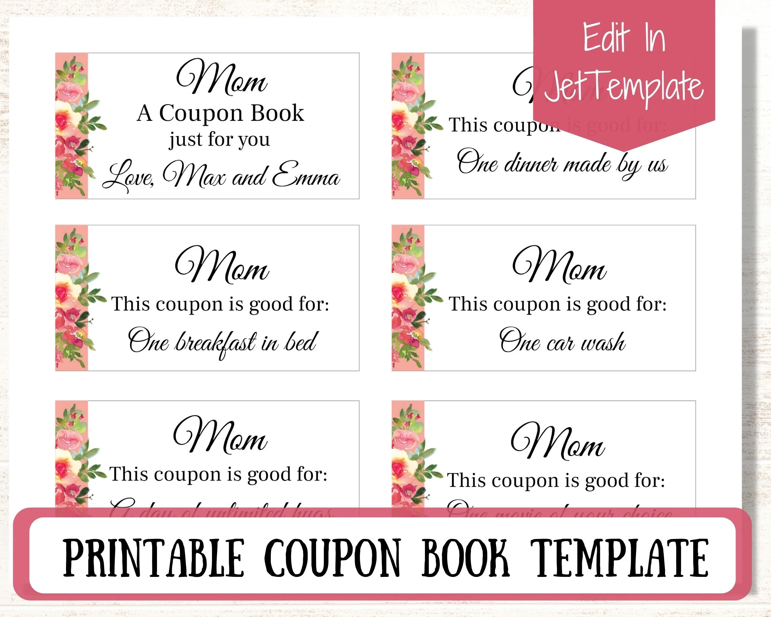 Printable Homemade Coupon Book For Mom Template
