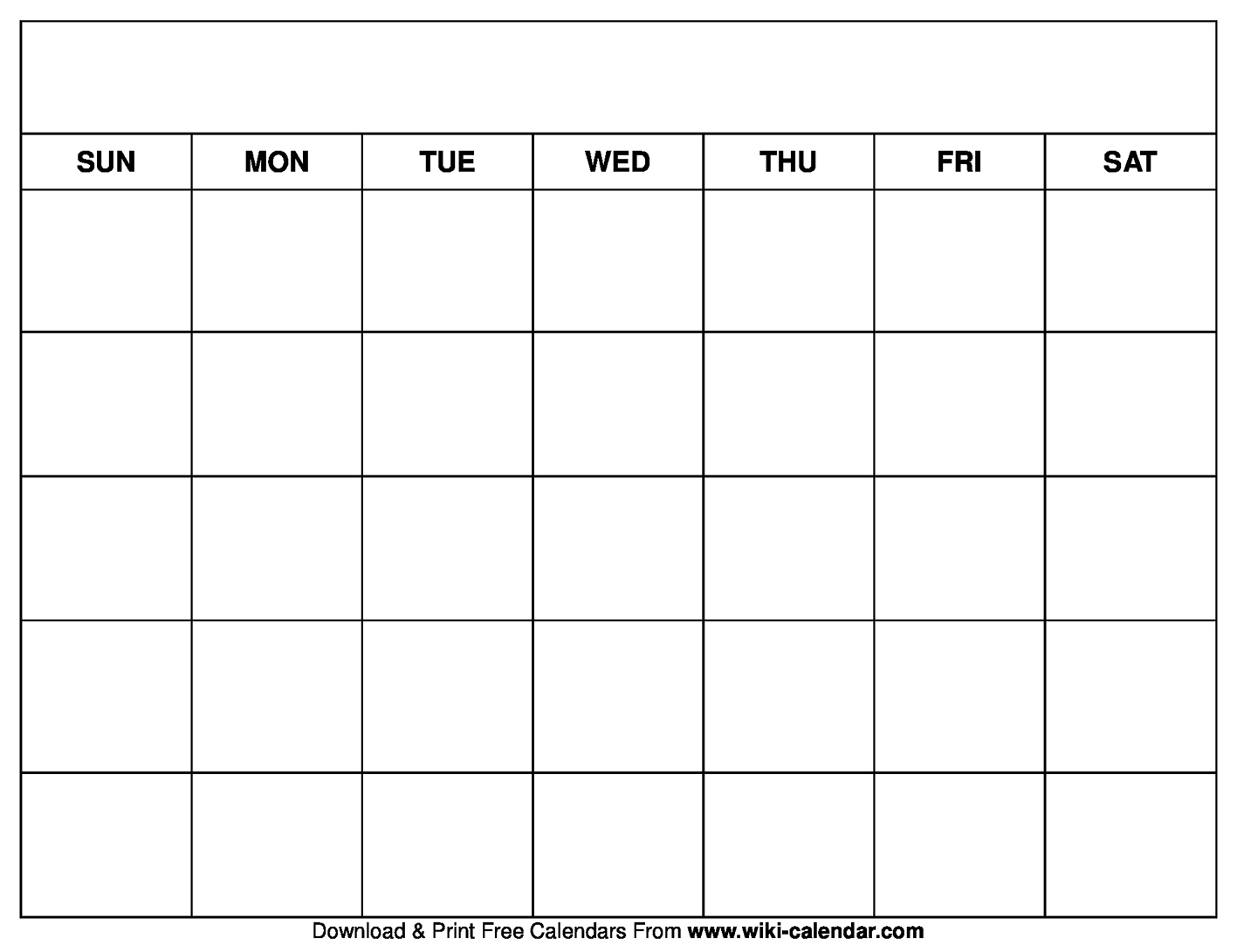 Printable Monthly Blank Calendar Template