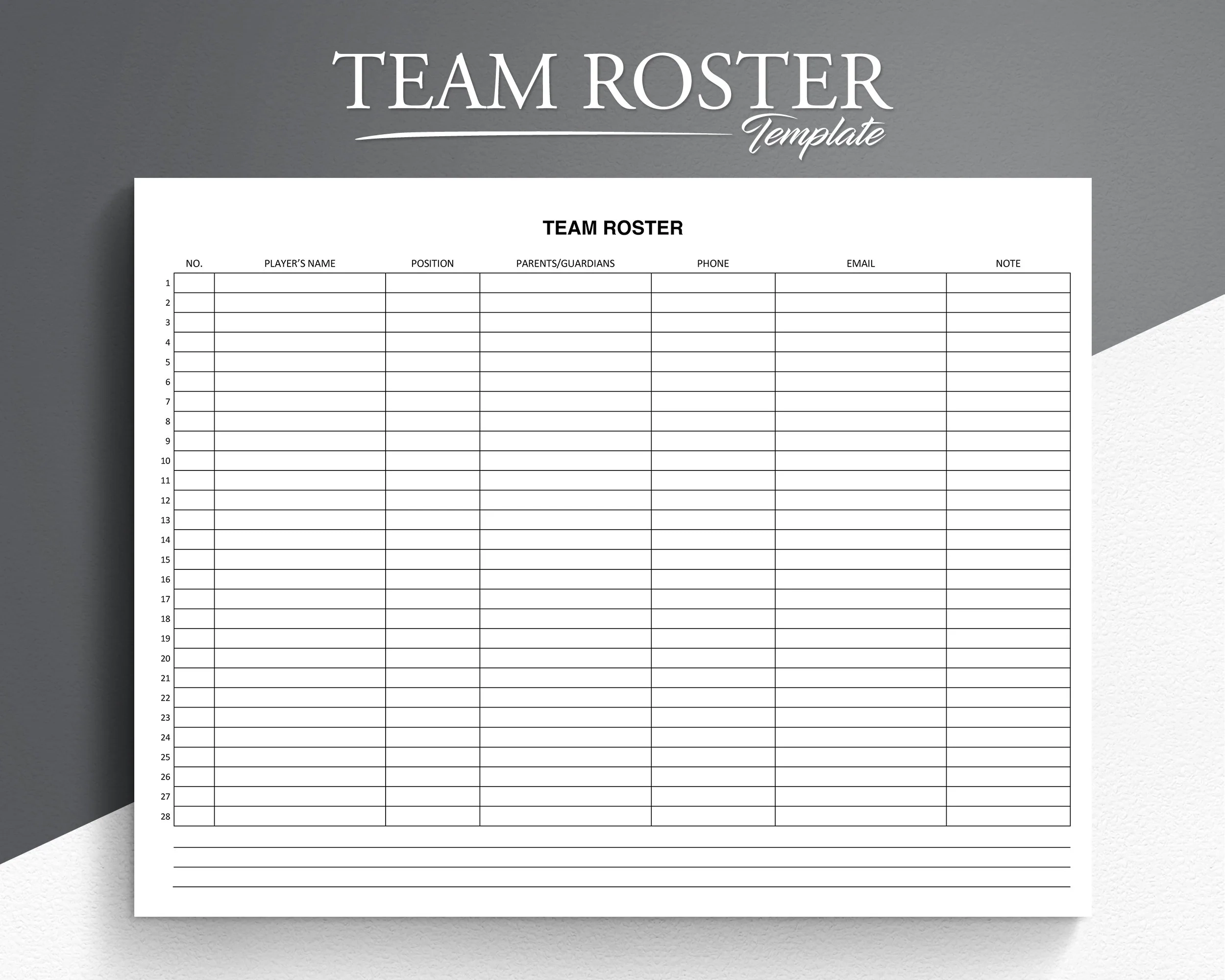 Printable Blank Roster Template