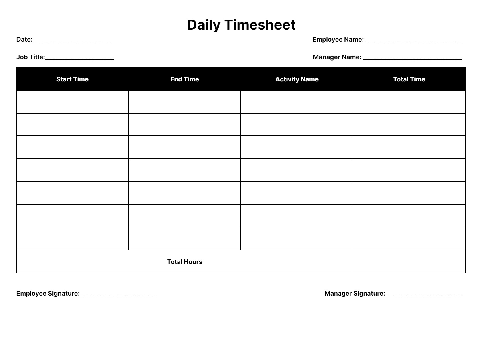Employee Time Card Template Printable Employee Time Card Template Printable