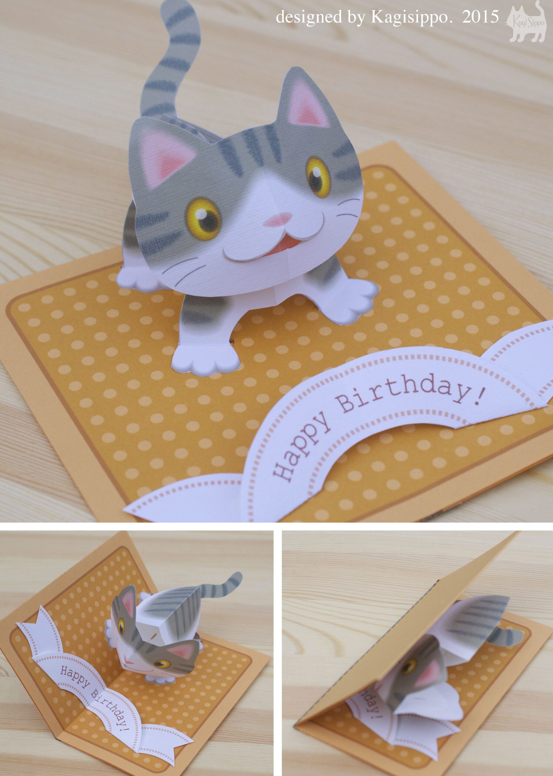 Tutorial Pop up Card Kitten Free Template  Tutorial Pop up Card Kitten Free Template