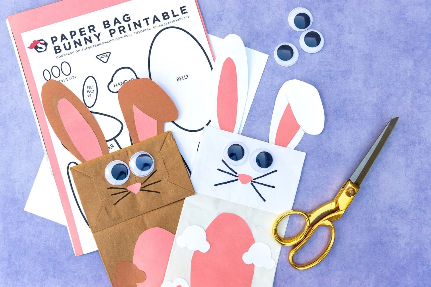 Bunny Paper Bag Craft Easter Printable Template