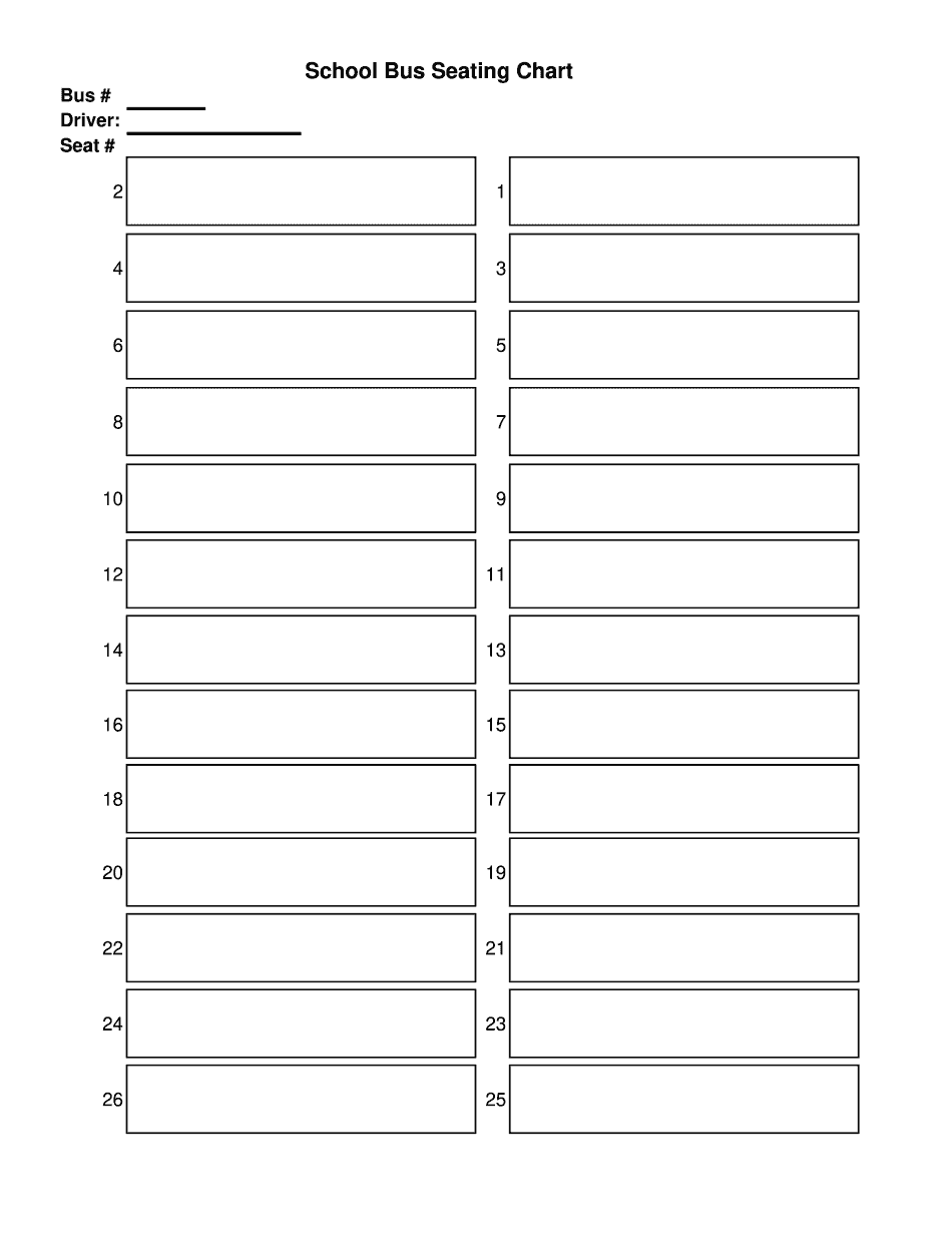 Printable Bus Seating Chart Template